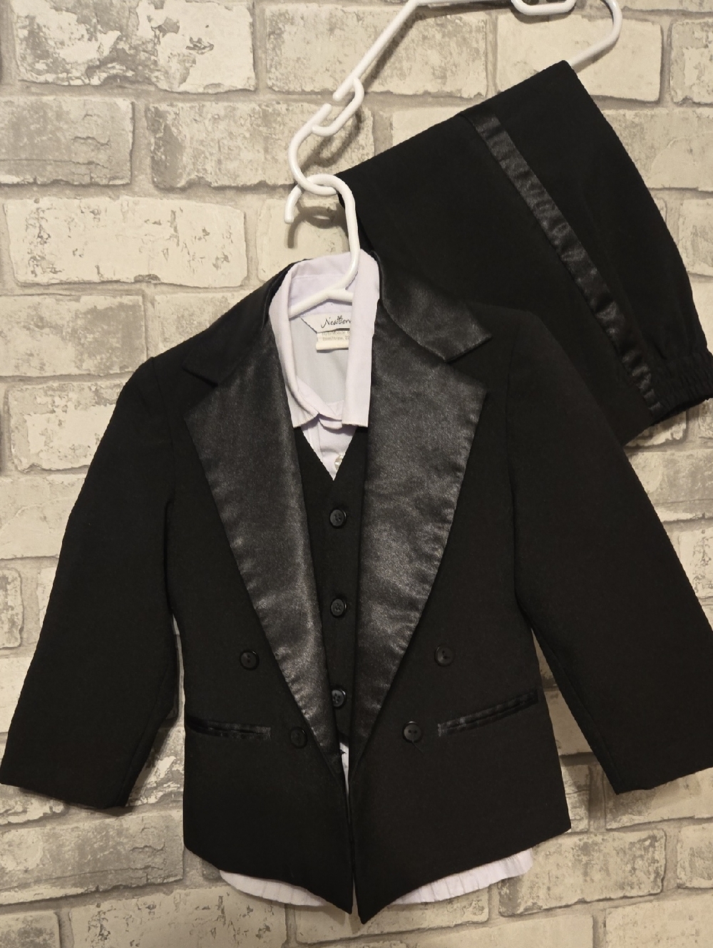 Black Satin-Trim Formal Boy's Tuxedo